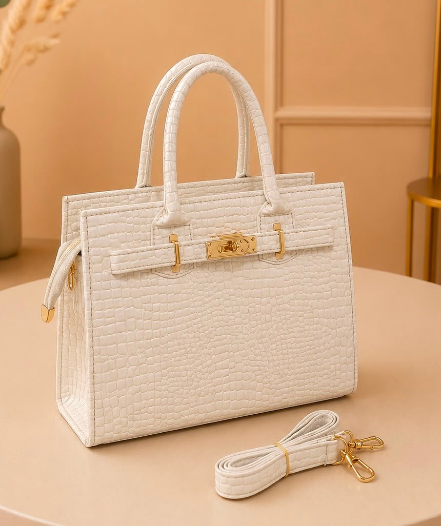 WhatsApp Image 2026-07-12 at 10.04.44 AM ✨ Elegant White Croco Texture Handbag ✨ - Image 1