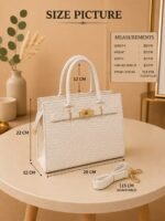 ✨ Elegant White Croco Texture Handbag ✨ - Image 4